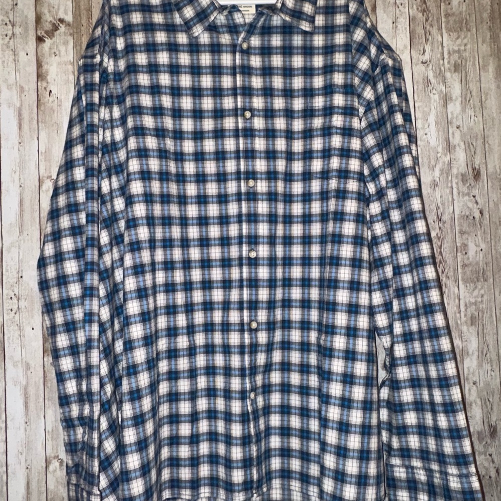 Men’s Mutual Weave Blue & White Plaid Dress Button Shirt Size 6XL New with Tags